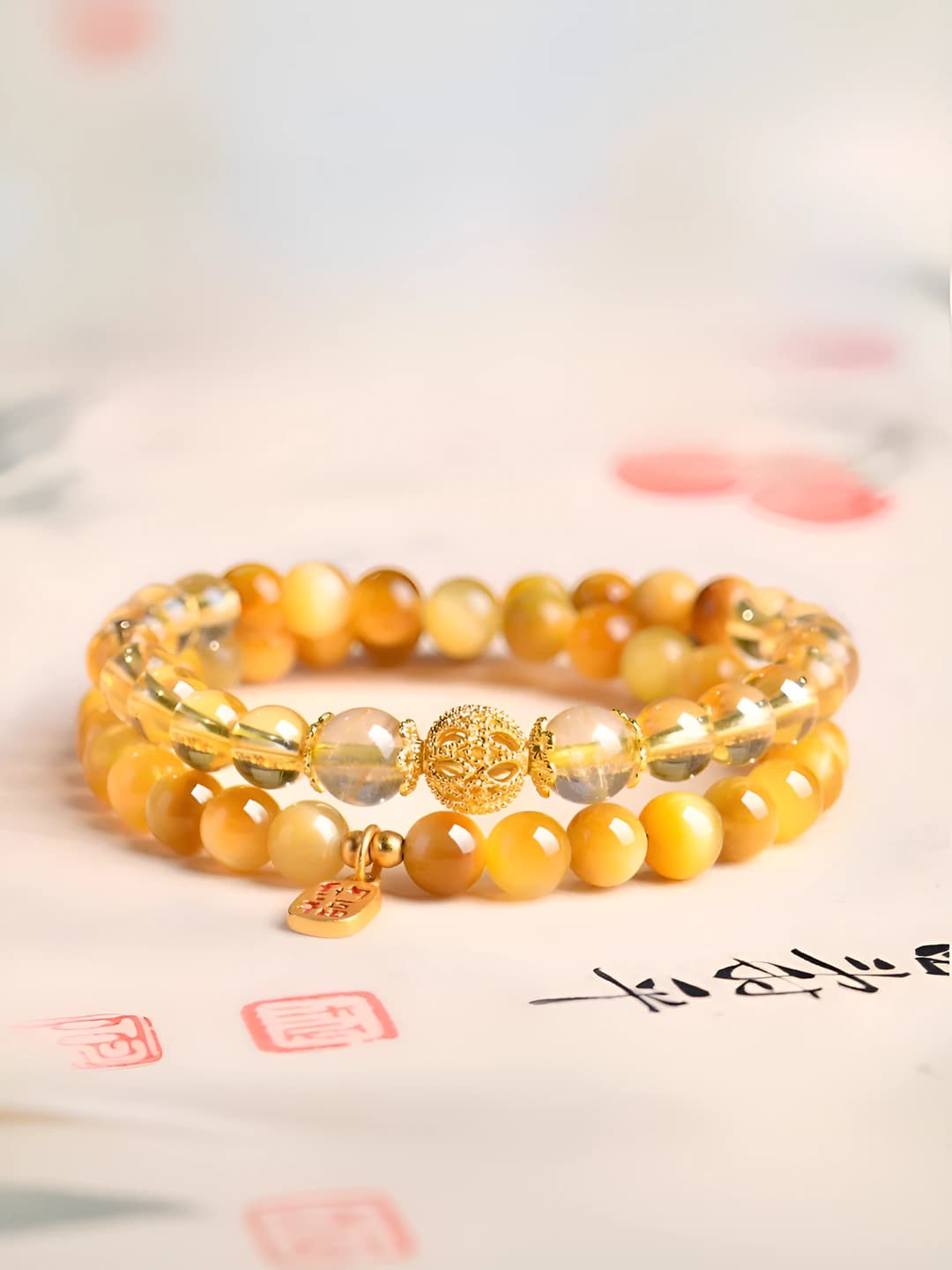 Tabiiy oltin tiger's eye ikki halqali chelak