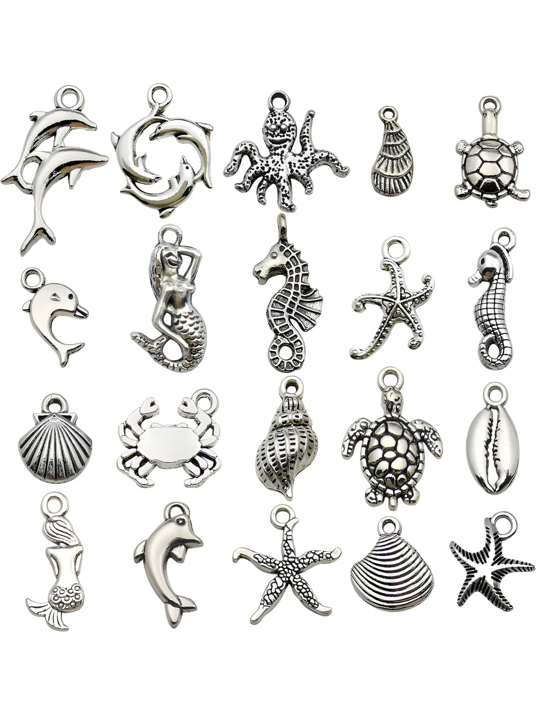 Women's DIY alloy sea creature charms: seahorse, turtle, starfish, shell