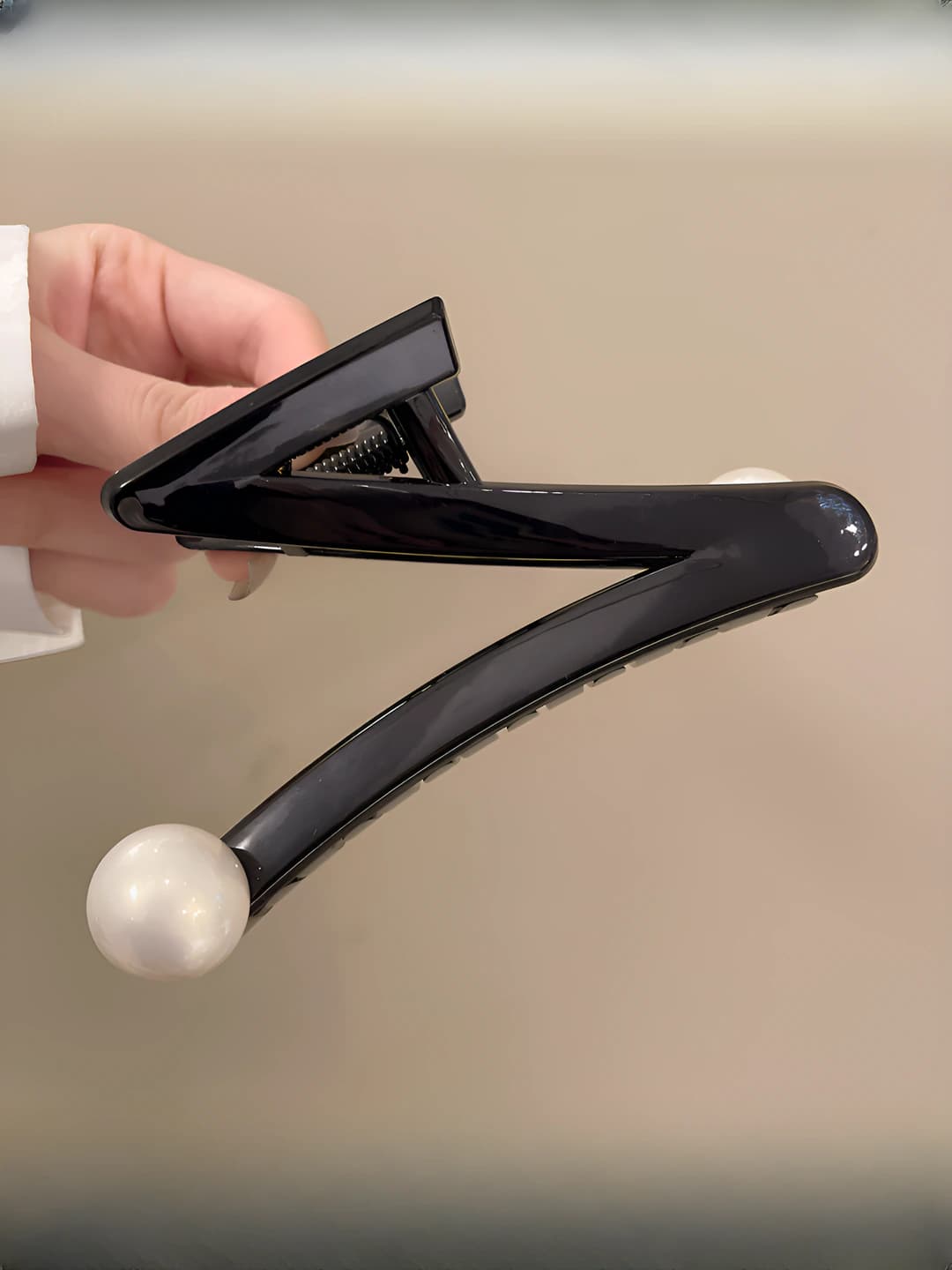 Z clip, white pearl, glossy black, 13 cm