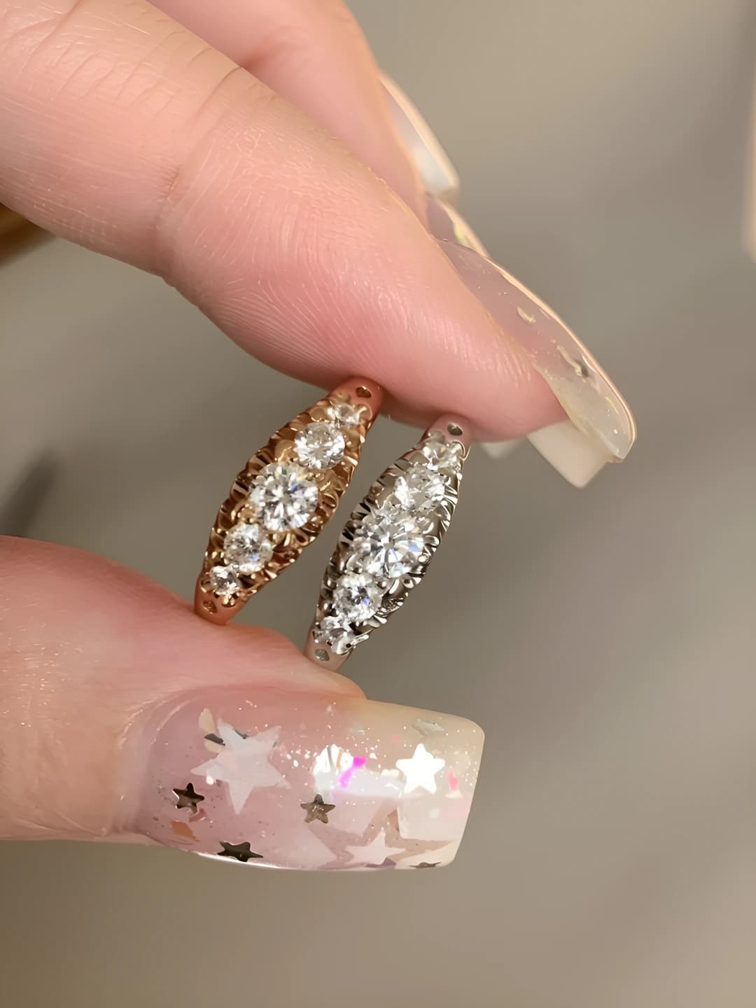 Silver 5-stone diamond ring