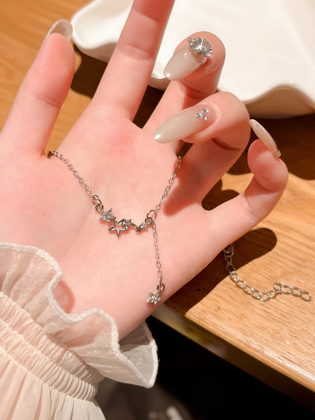 1# Silver five-point star necklace