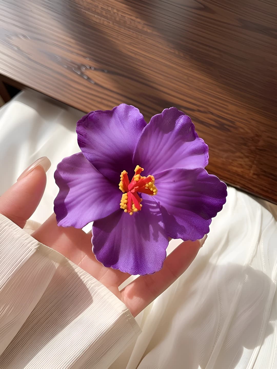 2# Purple plumeria hair clip ~9.5 cm