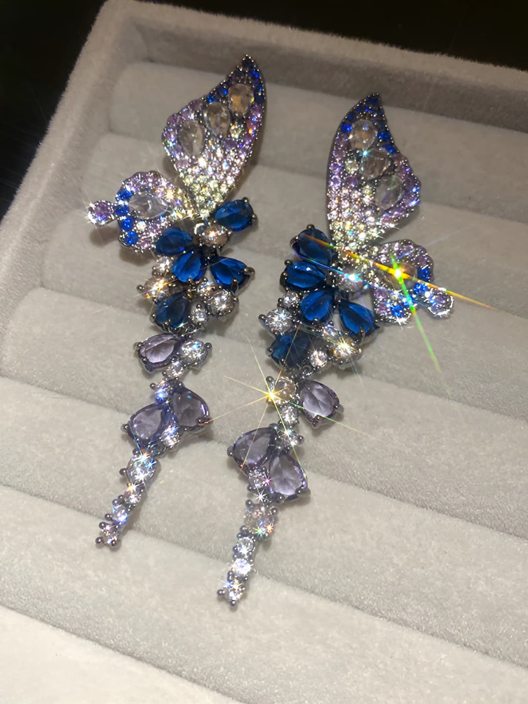 Silver post, Black, Blue, Purple