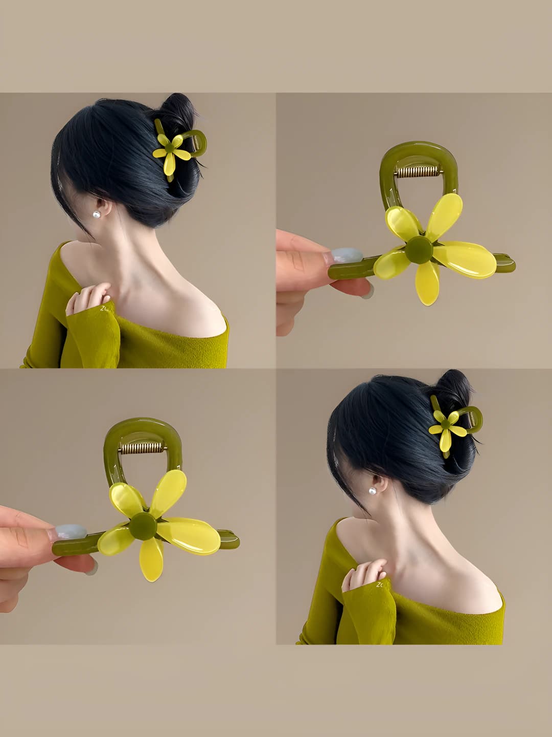 Women's retro flower hair claw clip, 2026, 3D, light luxury style