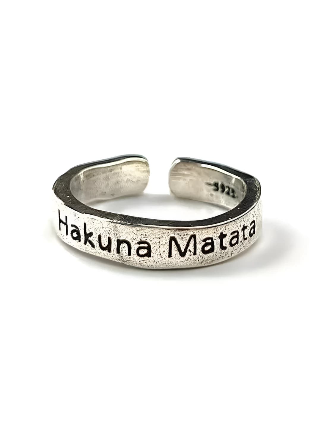 Women's retro style open ring, copper, aged finish with English letters