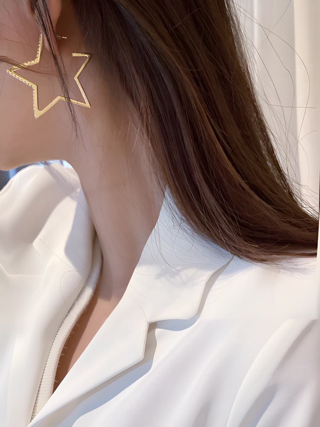 Women's large star-shaped earrings, made of copper