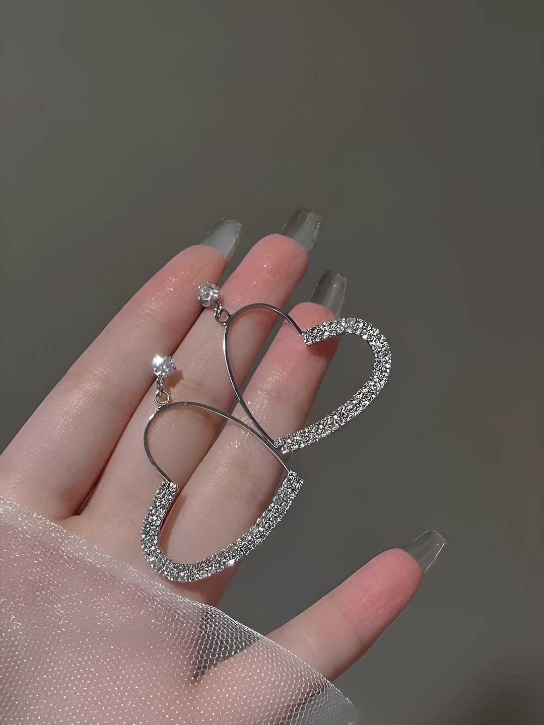 Diamond heart stud earrings