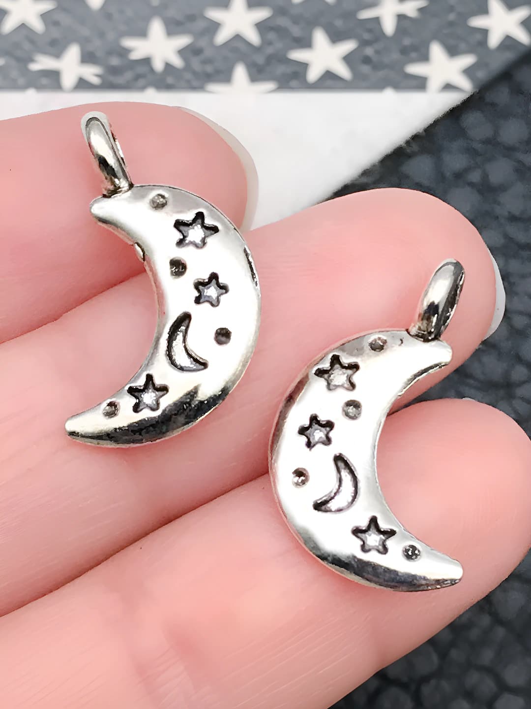 1 шт. старинное серебро луна звезда 13x20mm-0.9g-12139