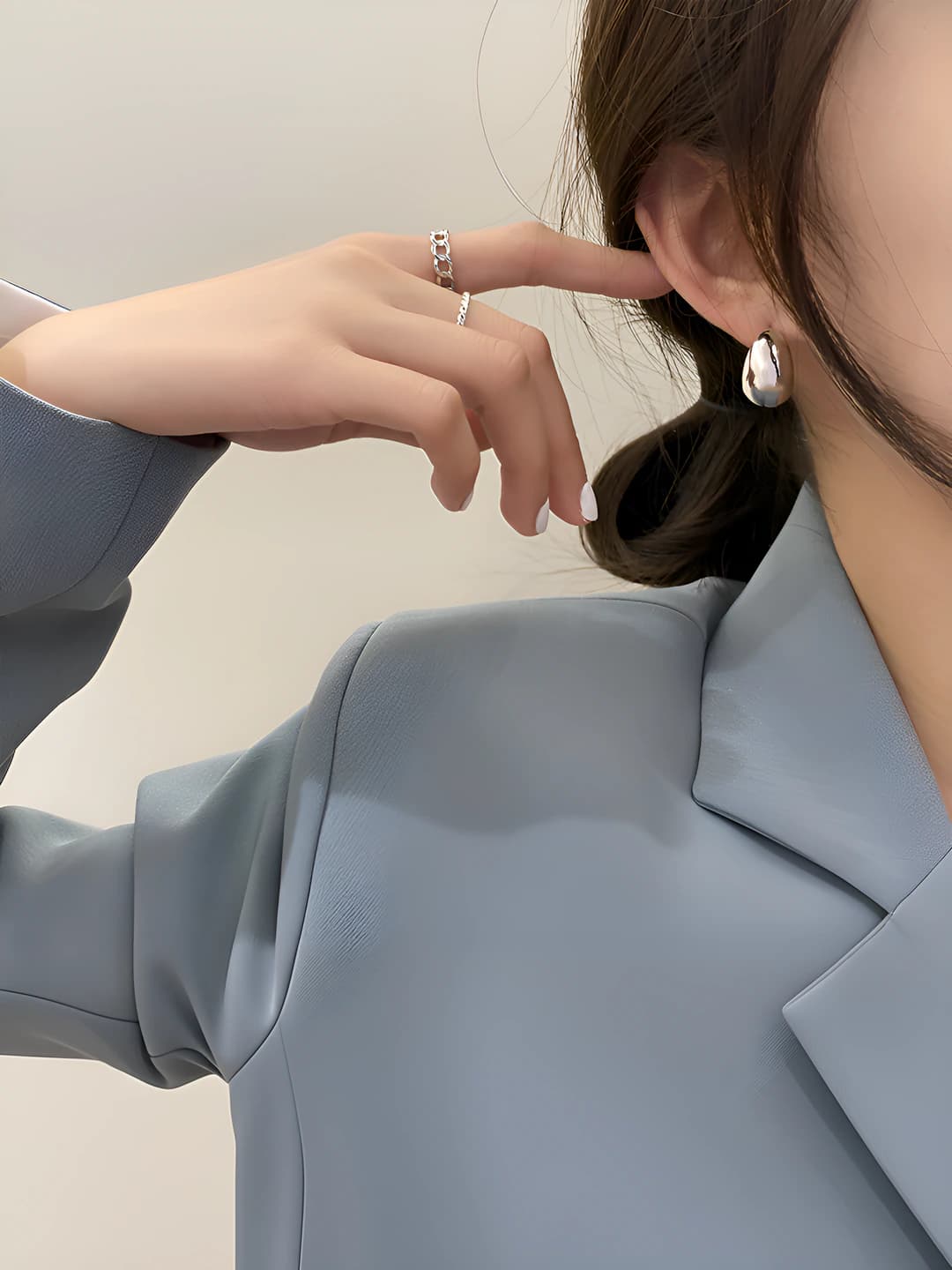 Women's retro style metal oval earrings with 925 silver post