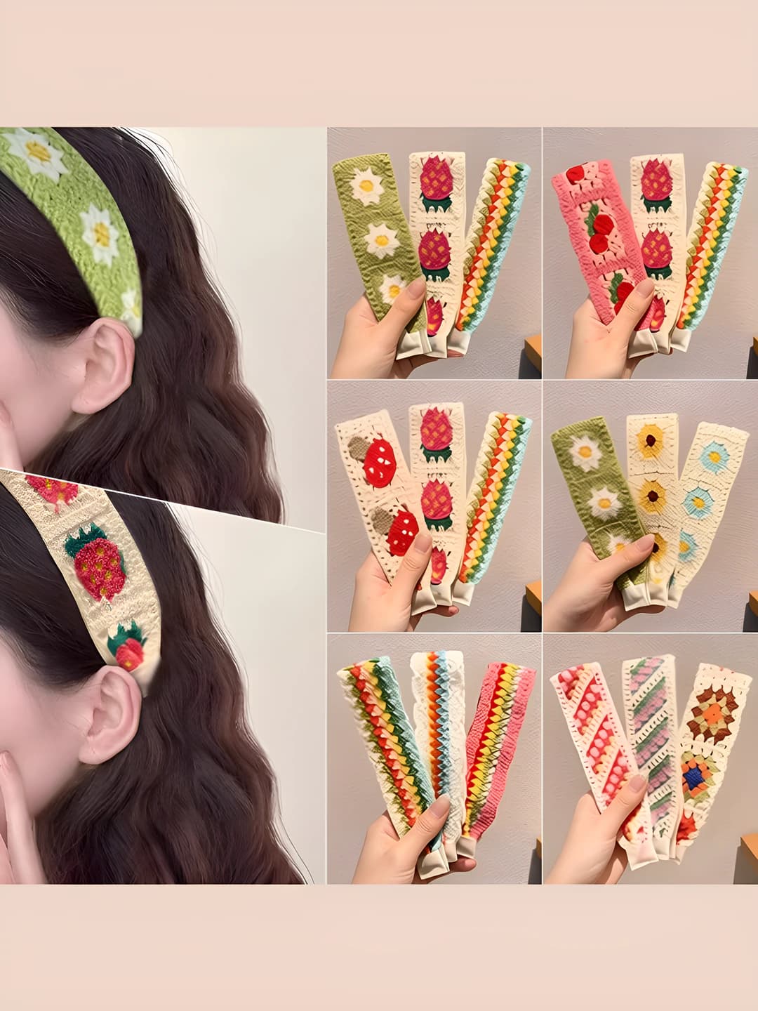 2026 women's retro knitted headband in Korean style with velcro for hair styling