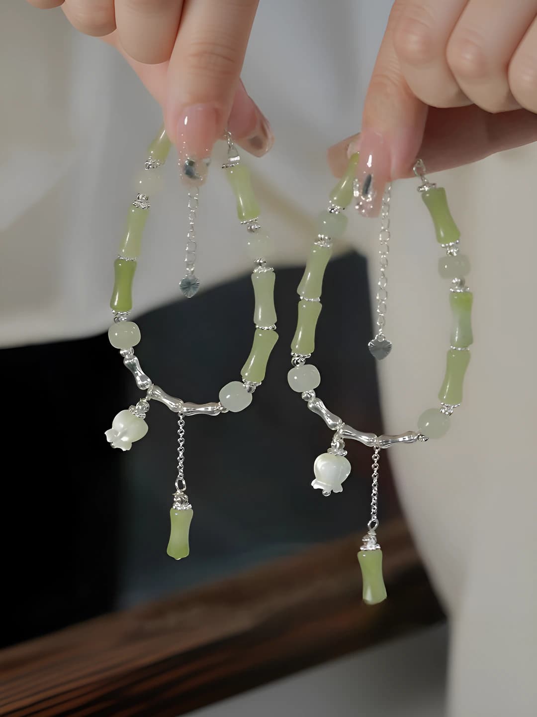 Silver bamboo bell bracelet