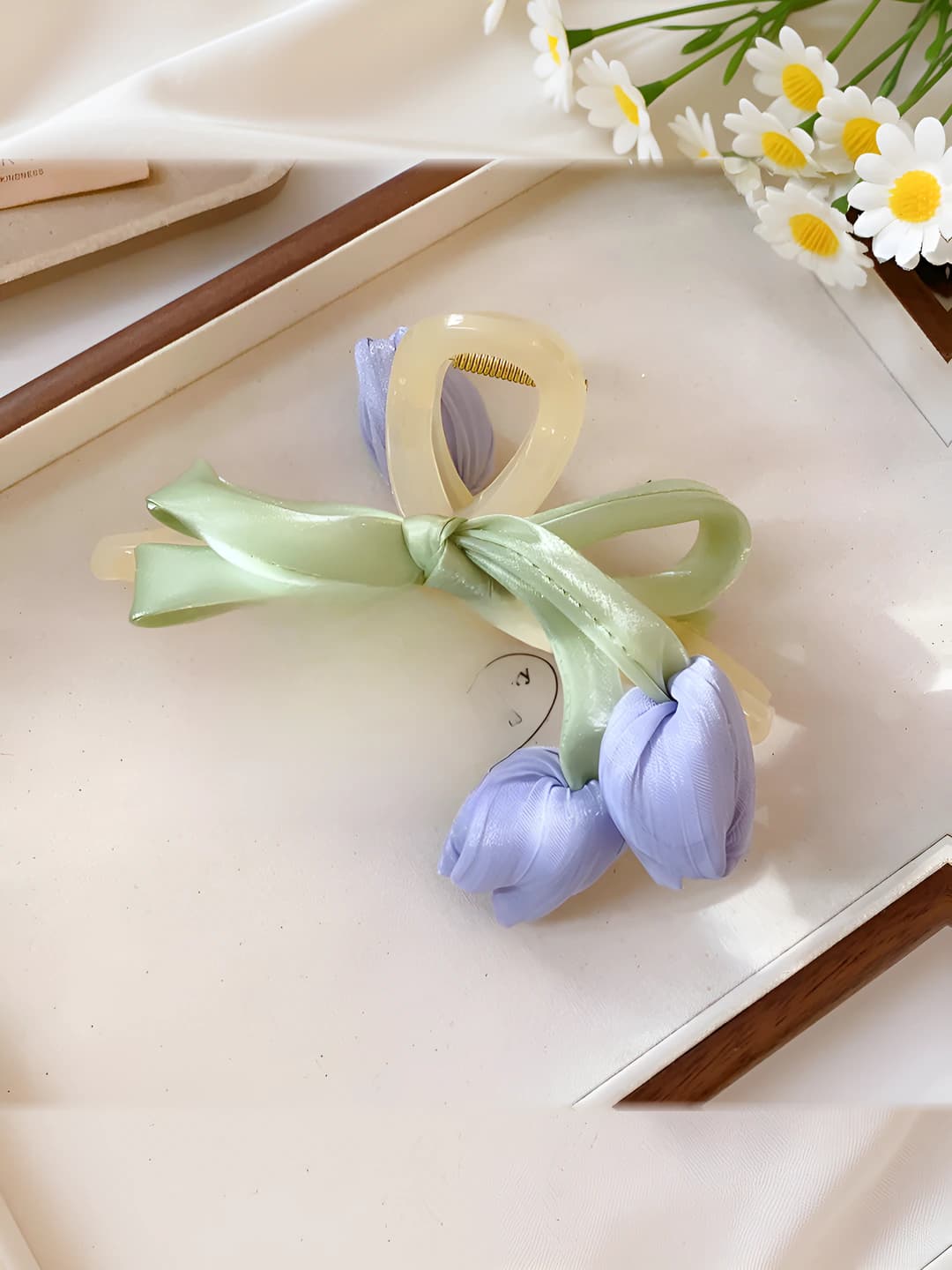 9# Hair clip - White - Green - Purple