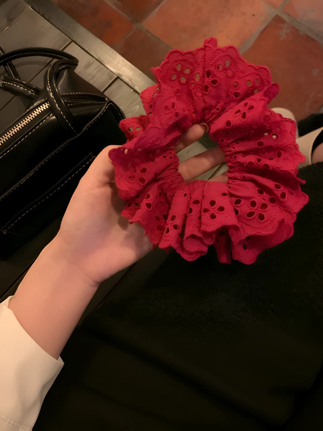 12# Red lace cutout double layer 12 cm