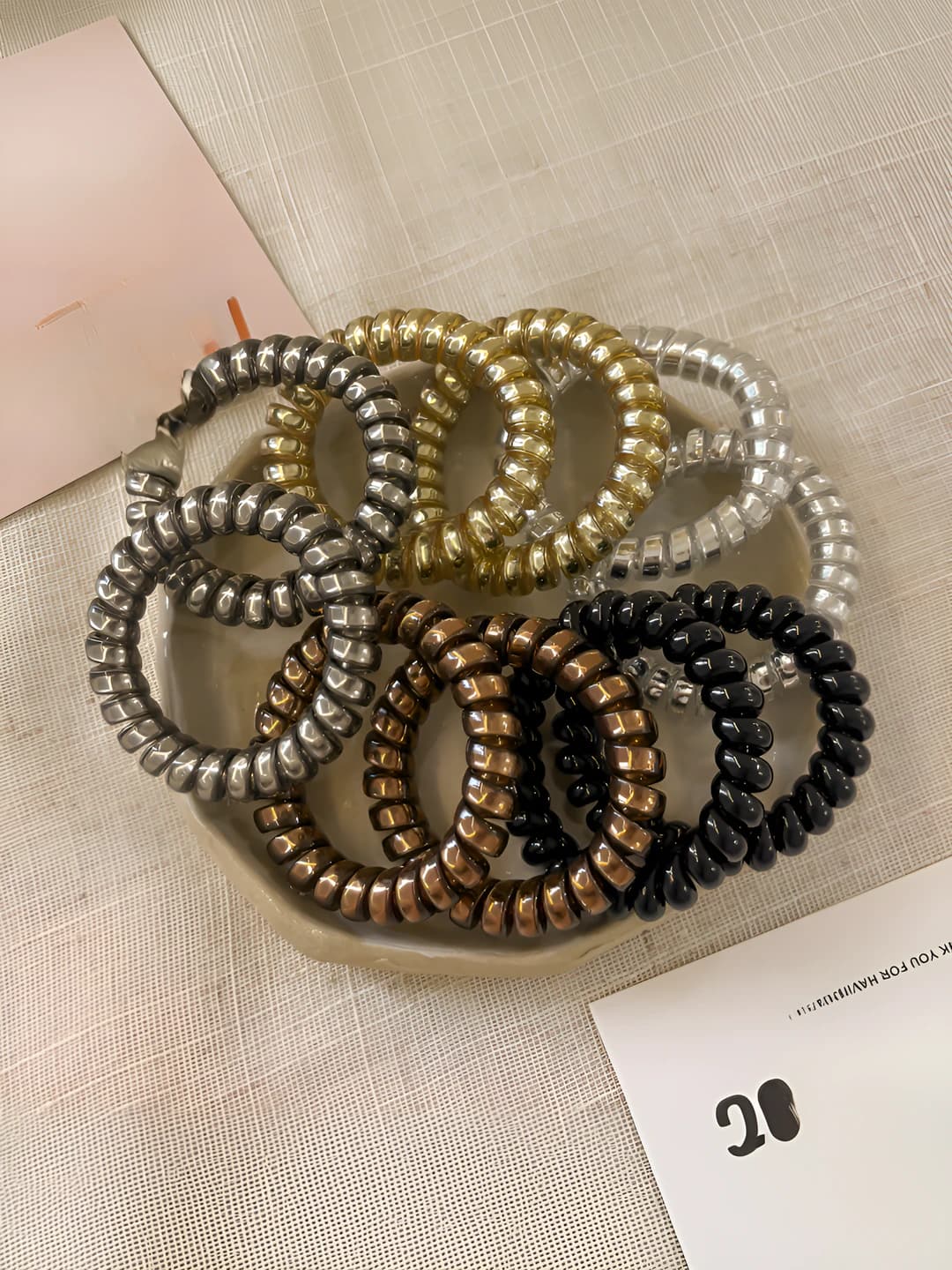 Large 5-colour mix glossy thick cords - 10 pcs