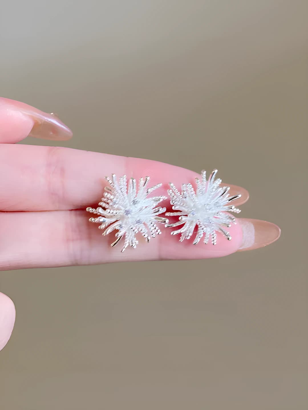 Silver firework earrings