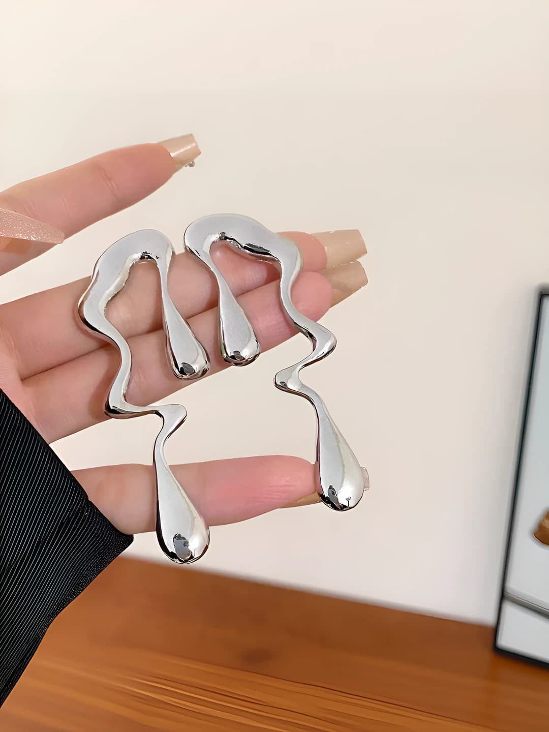 Silver drop stud earrings