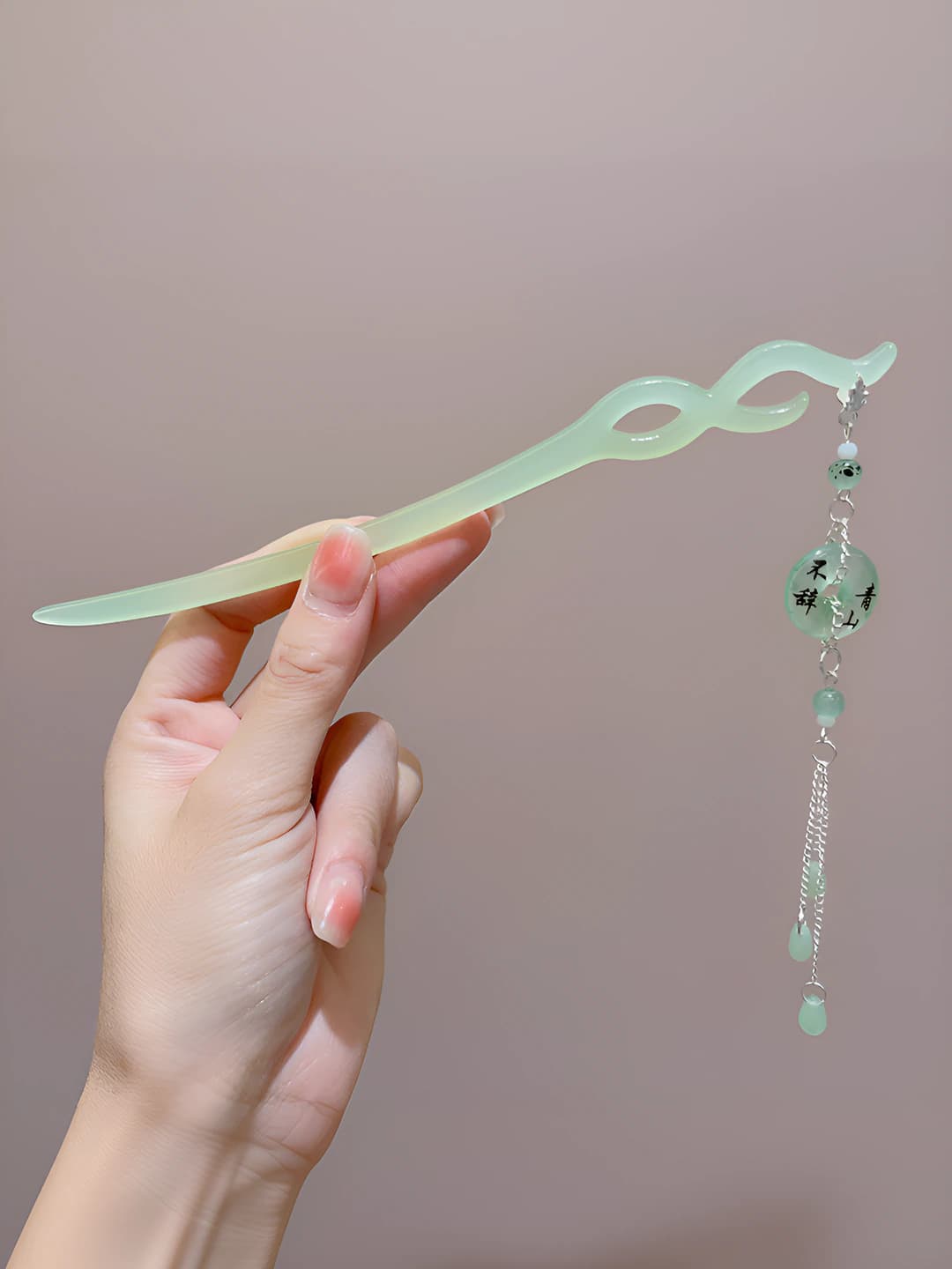 48# Calligraphy, safety bead hairpin