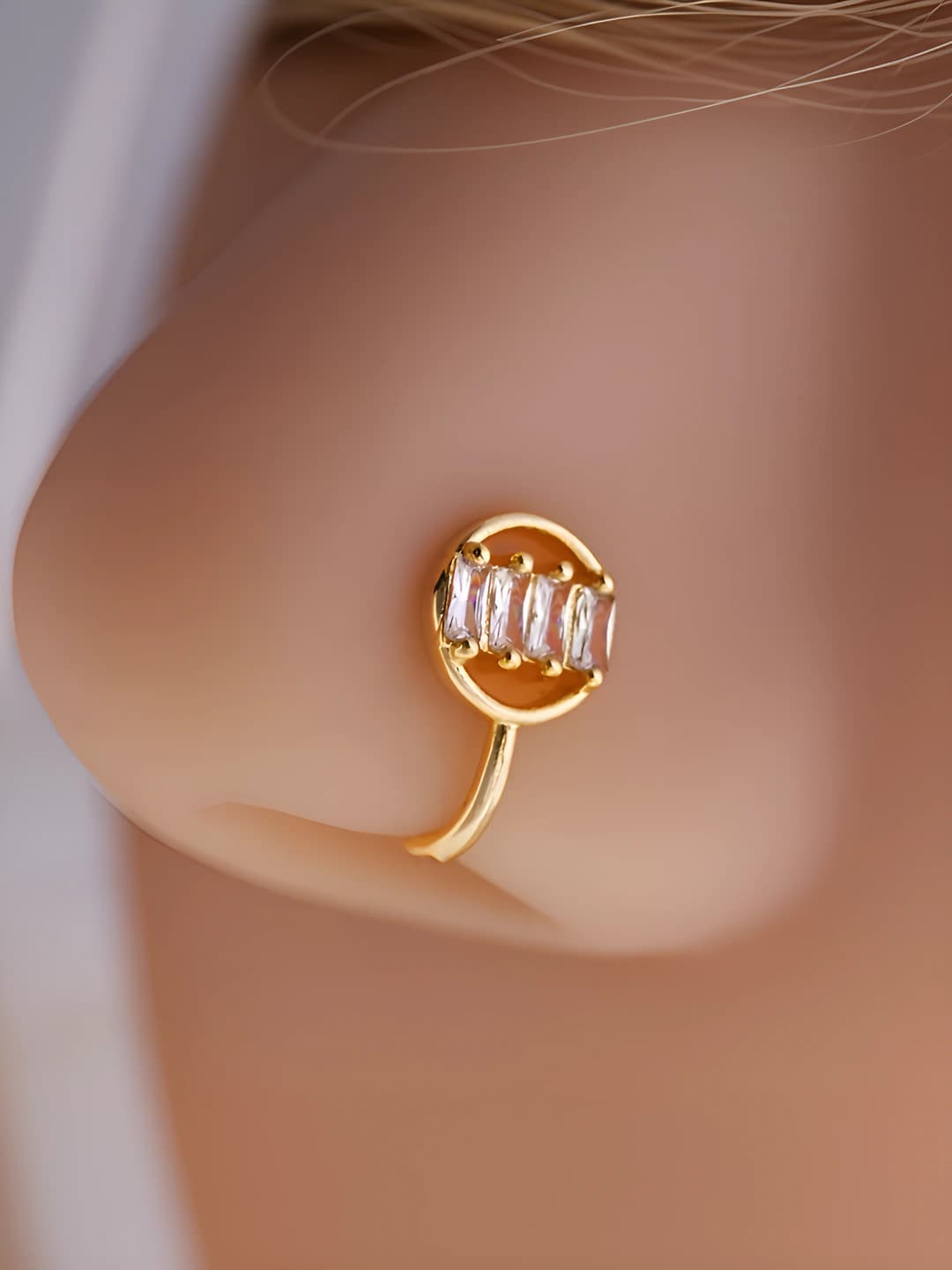 Cutout trapezoid zircon nose clip