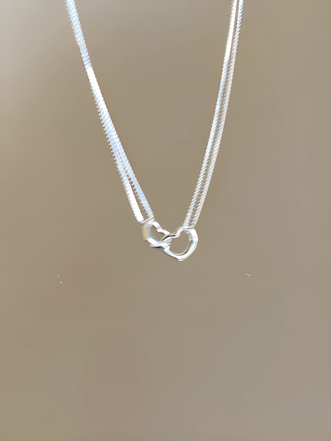 Double ring heart necklace