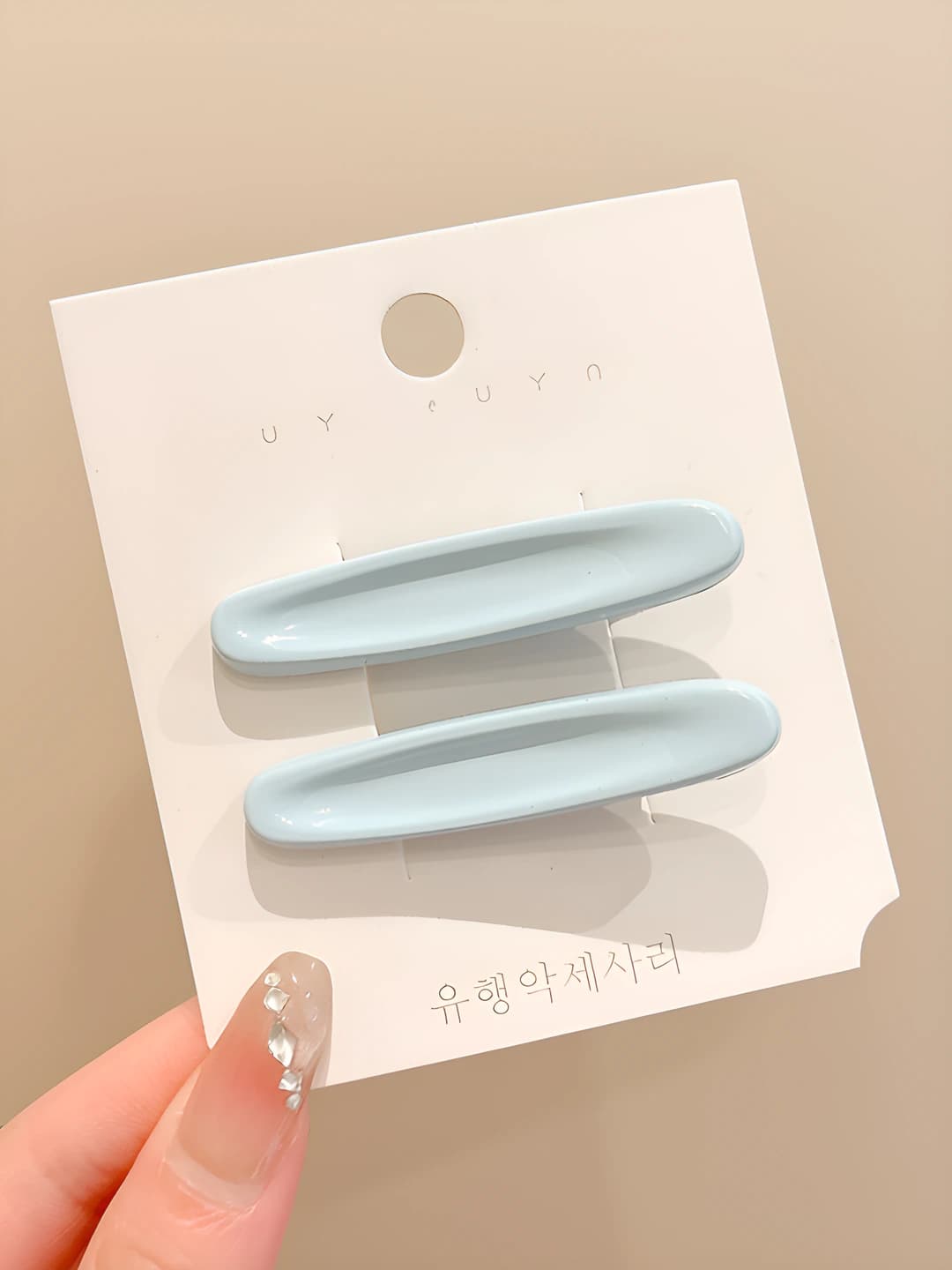 1# Rangli oval gulli soch to'g'asi Ko'k rang Juft ~5.2cm
