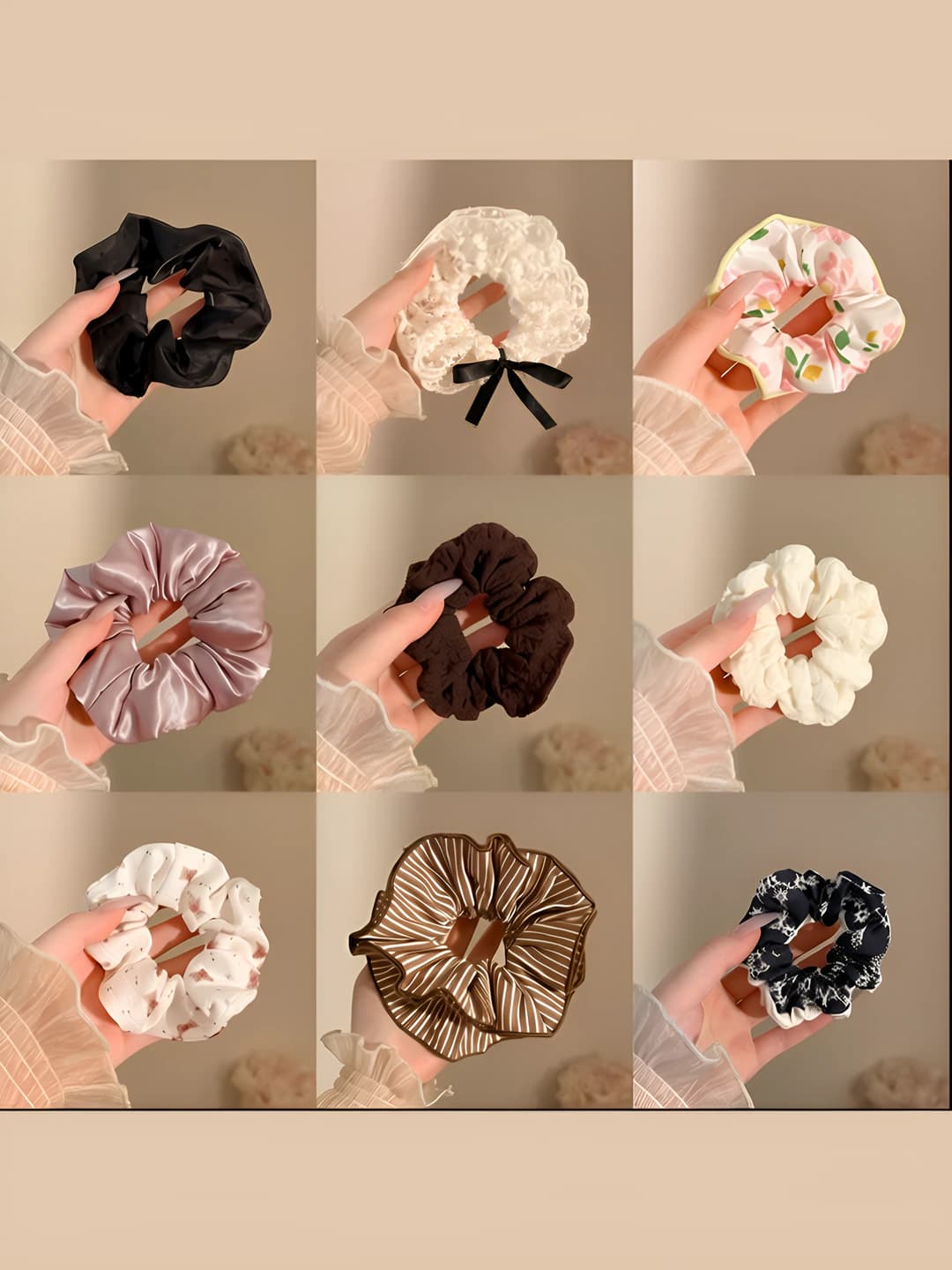 Women's stretch velvet bow hair scrunchies with leopard print in Korean style for autumn-winter