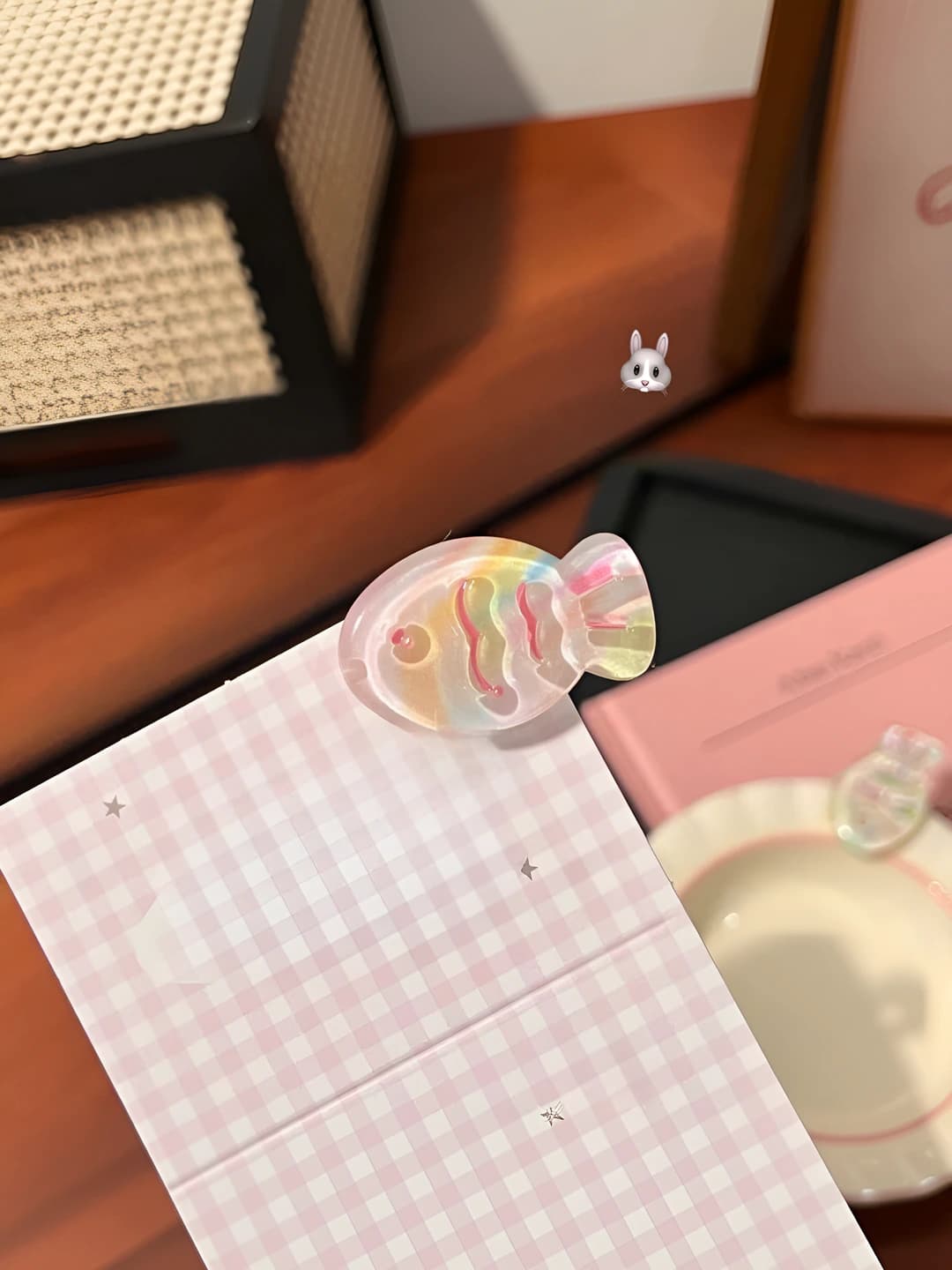 1# Jelly macaron rainbow fish clip 3.2cm