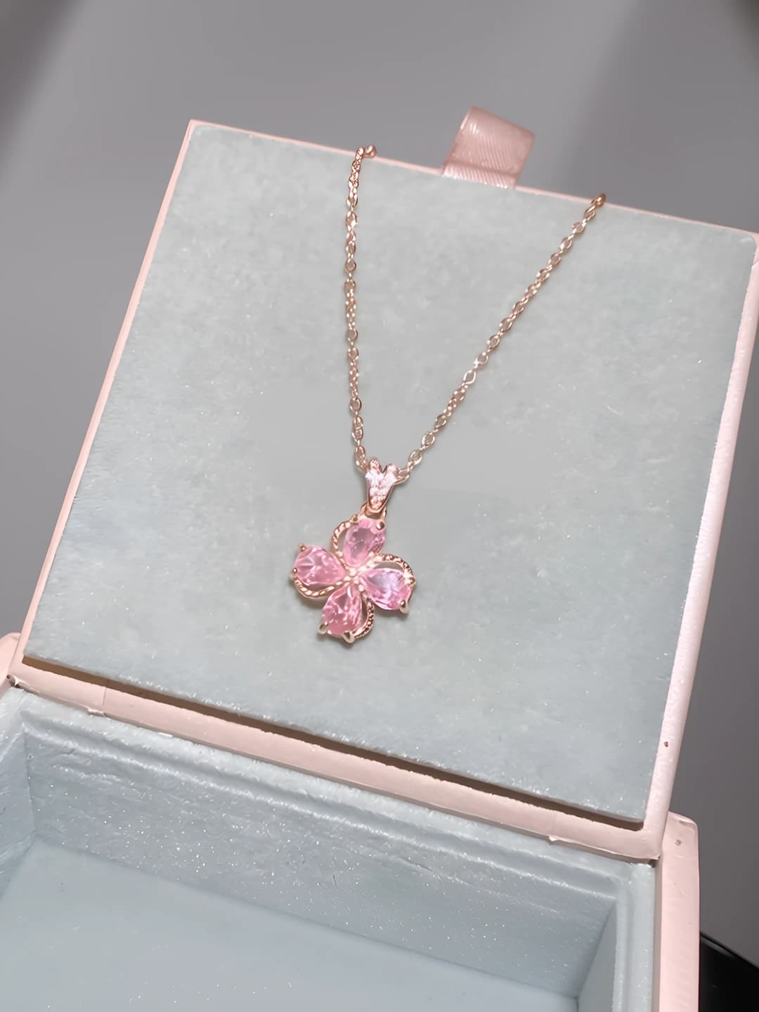 36# Necklace - Rose gold - Pink
