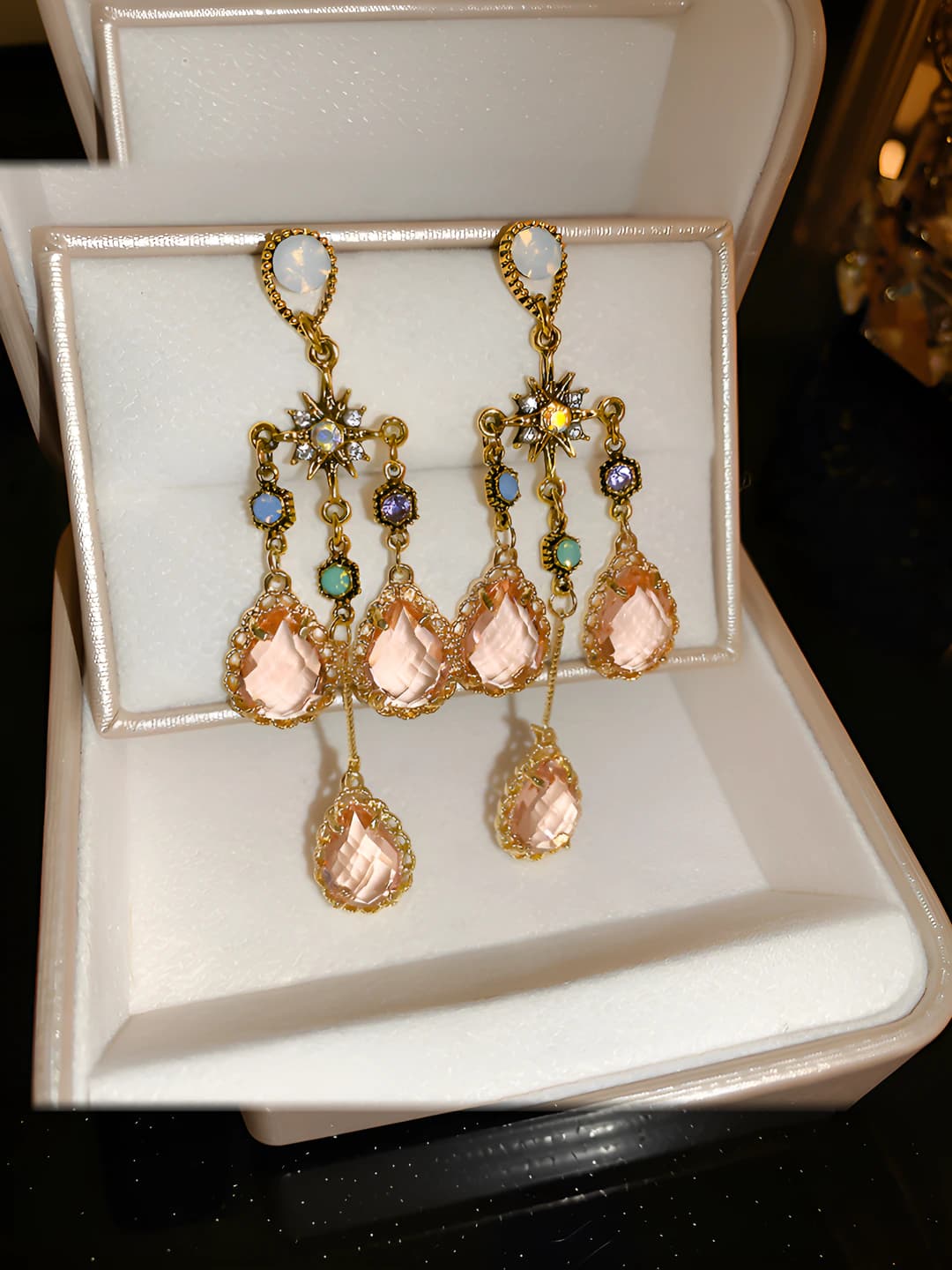 43# Kumush tirqish - Oltin - Pushti kristal