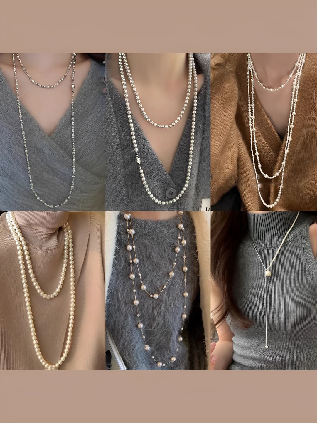 Women's retro multi-layer artificial pearl beaded necklace, sweater chain, 81 cm and above, 35.5 g