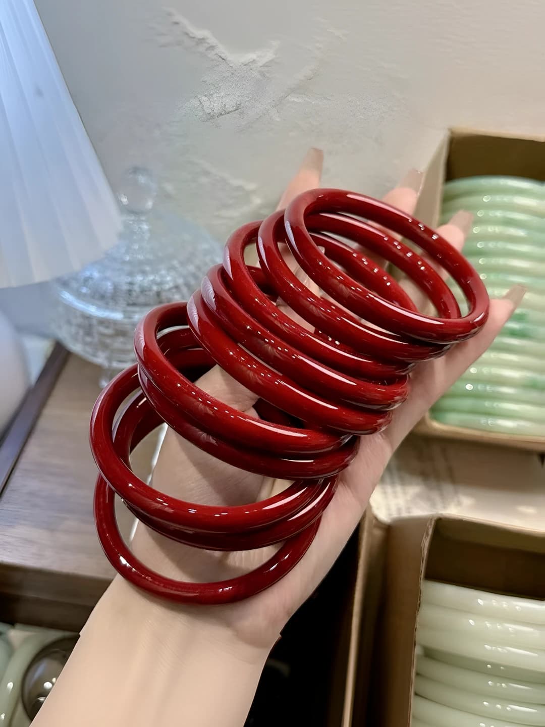 【8mm】Cinnabar qizil 1 dona