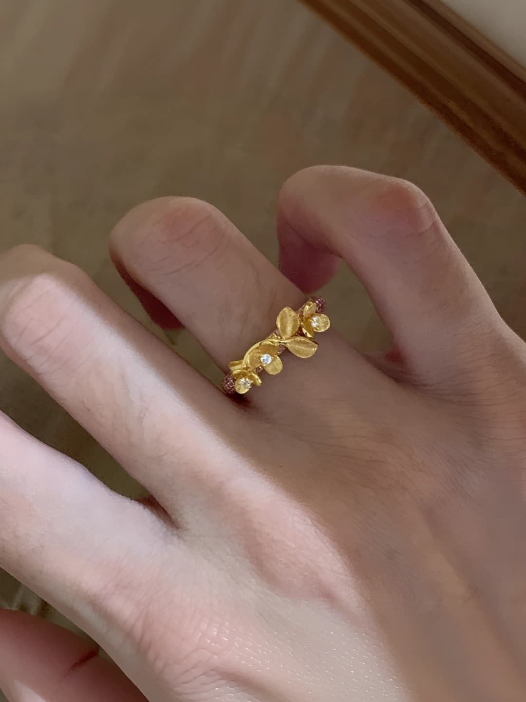 Women's adjustable open ring with osmanthus flower pattern, ins style, individual and versatile