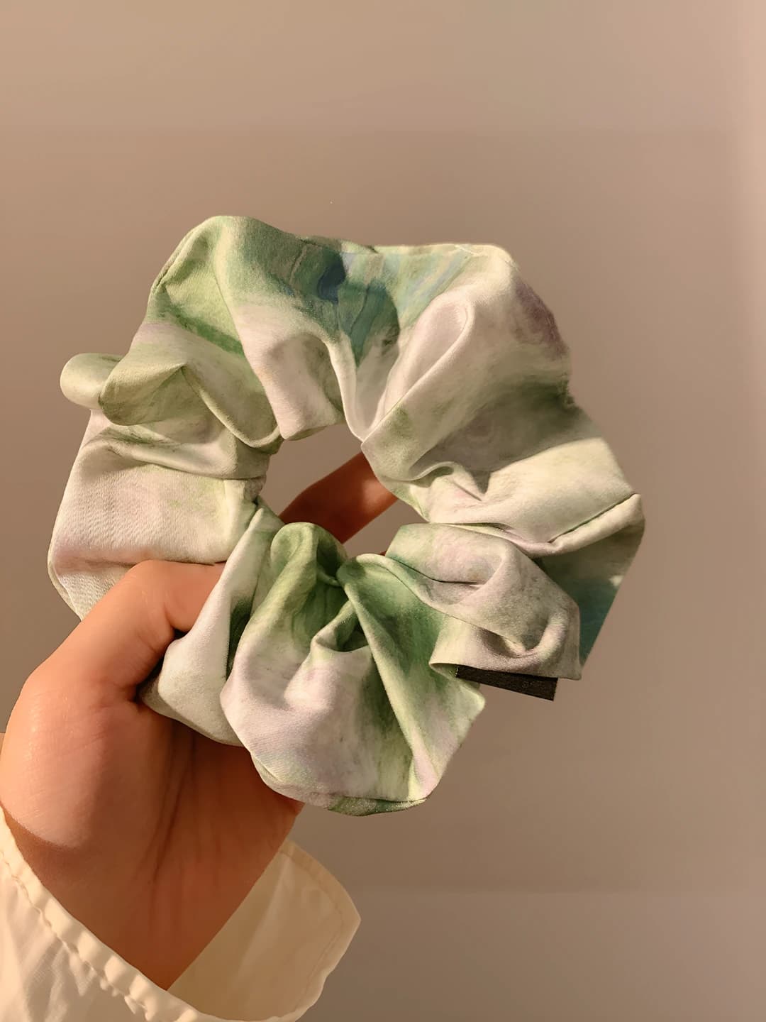 Tie-dye, satin, green, 12 cm