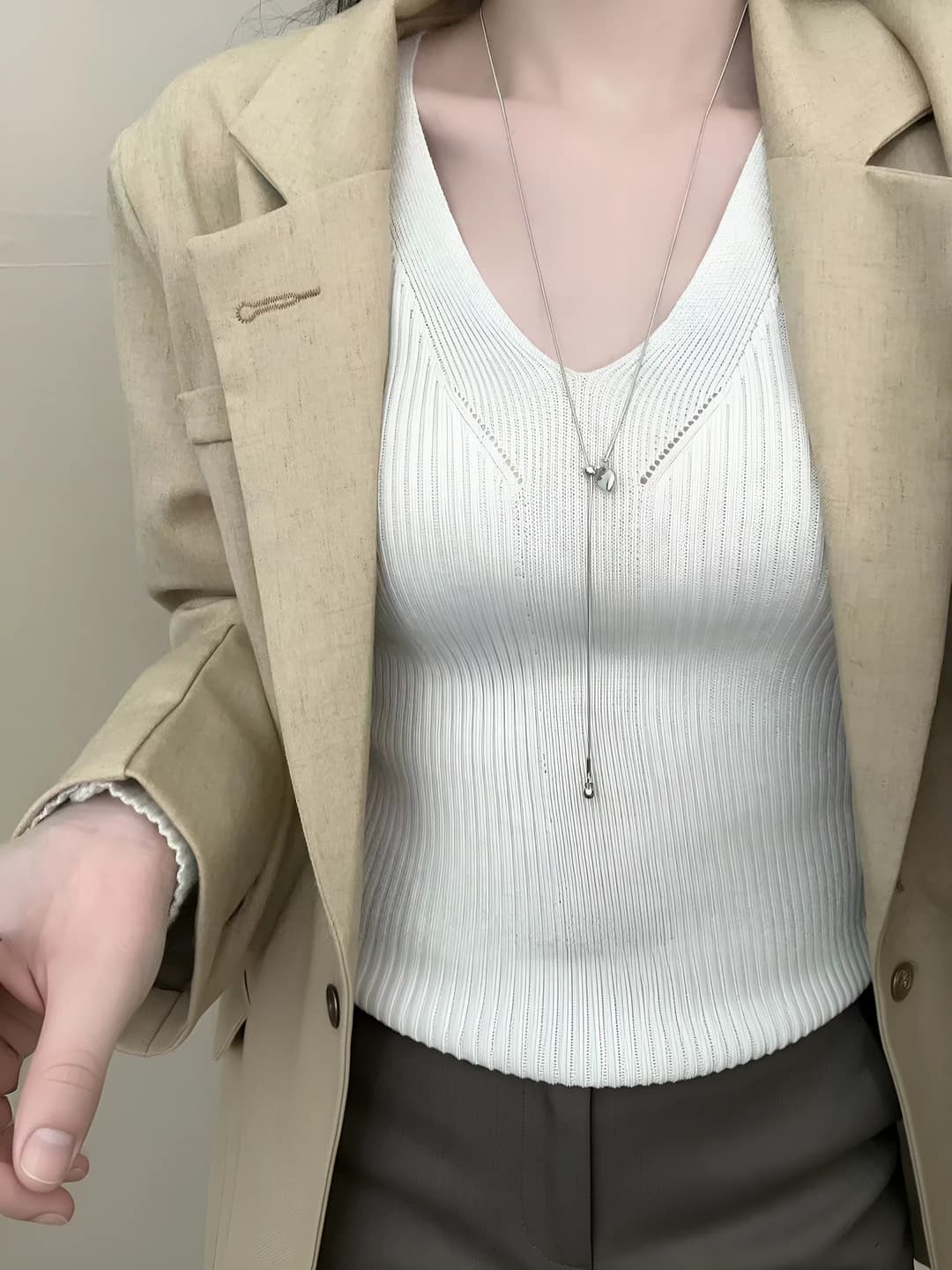 Women's long heart pendant necklace: sweater chain, casual style