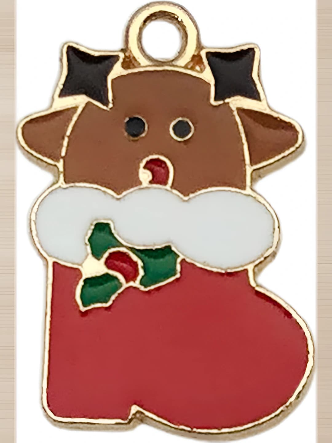 1 pc Christmas stocking reindeer sock 22x15mm 1.7g