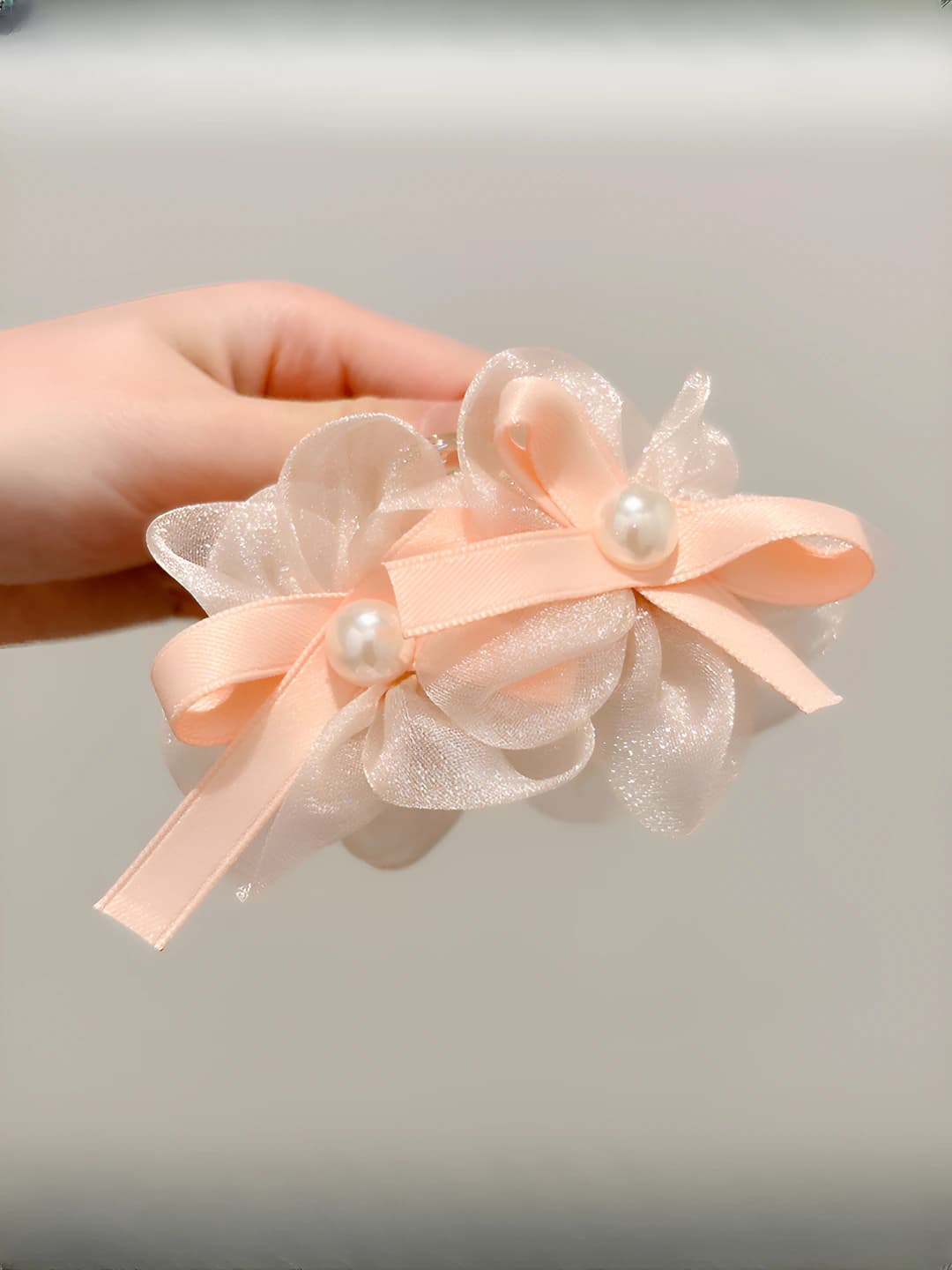 2# Pushti-sariq bow 4 guli ~7*12 cm