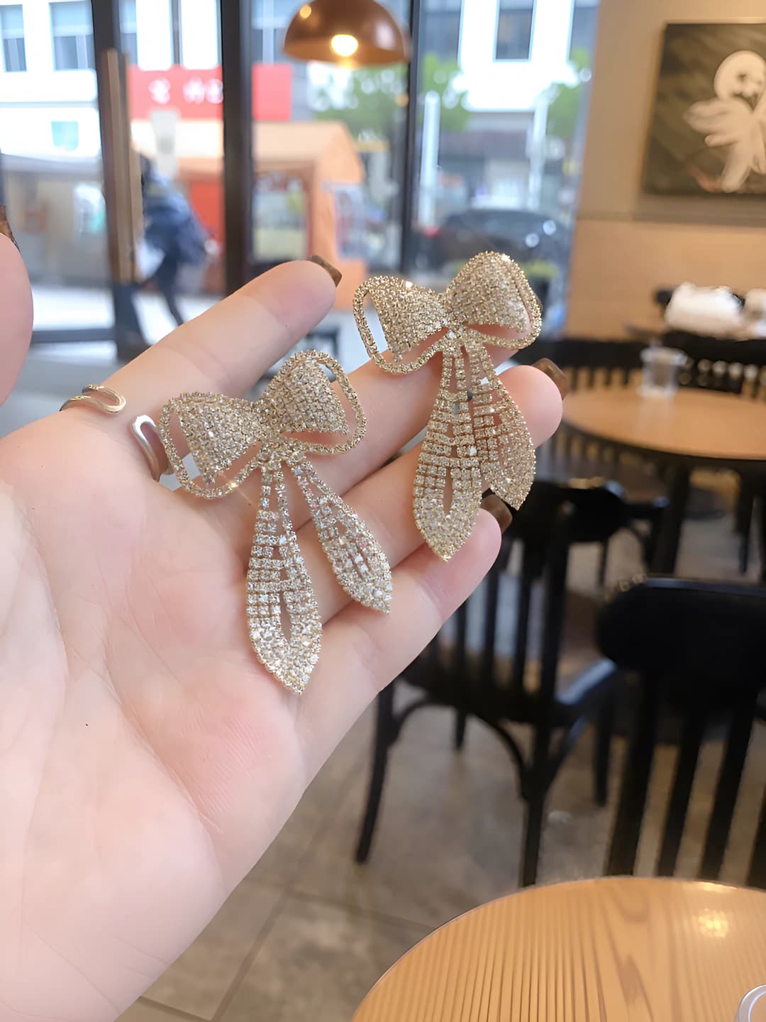 White bow long tassel earrings 969