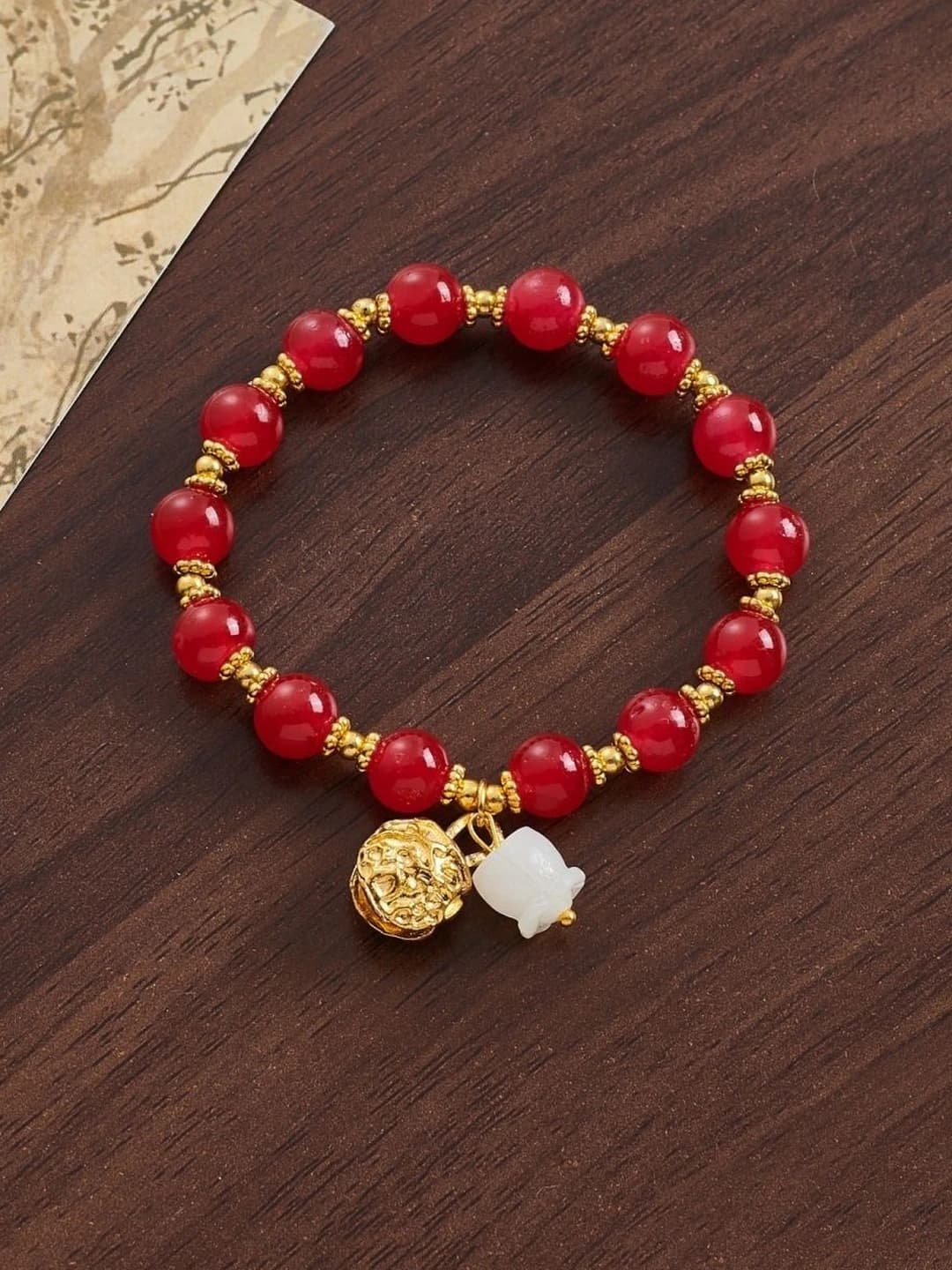Red bell flower bracelet