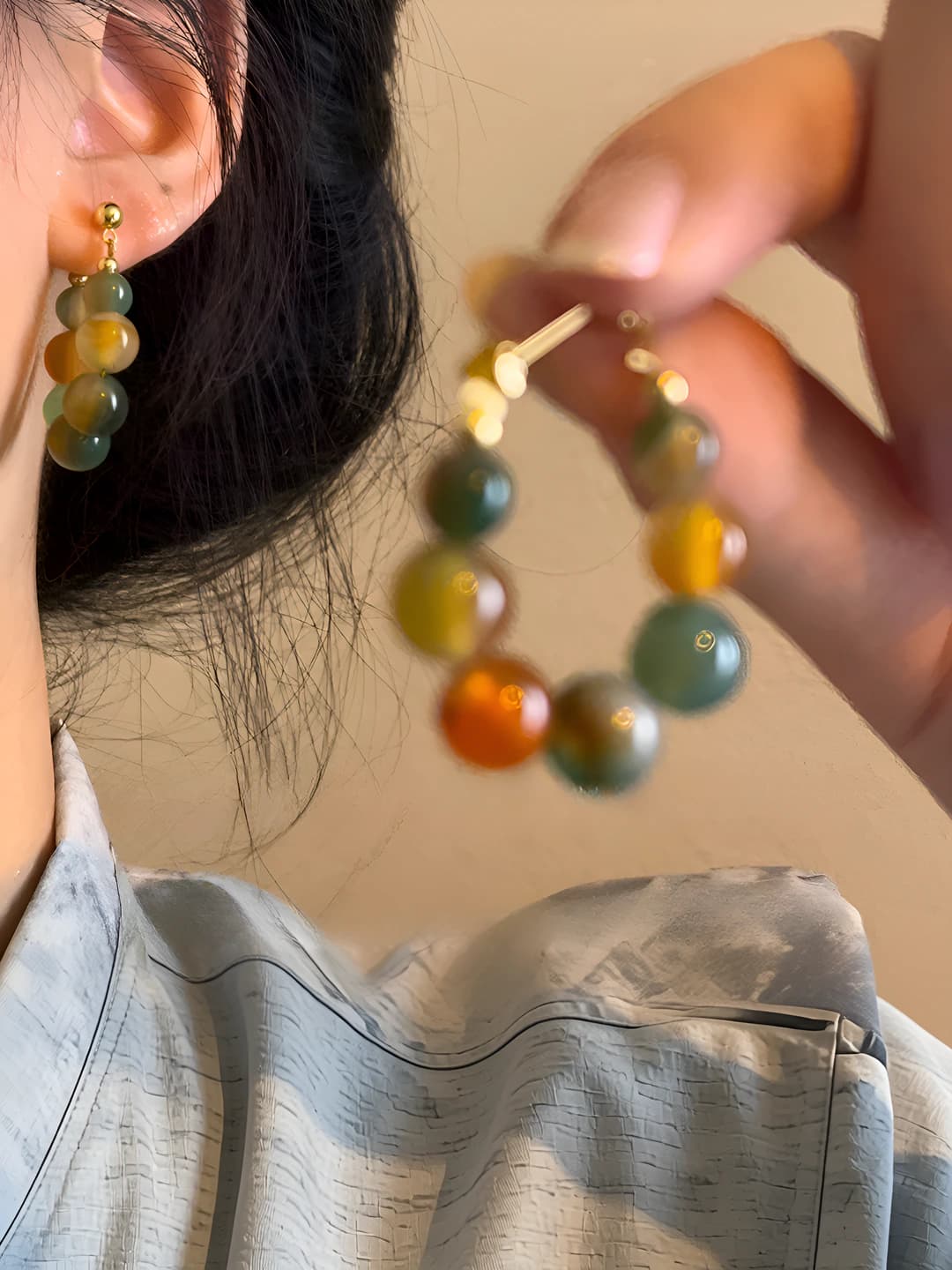 Multicolour bead earrings