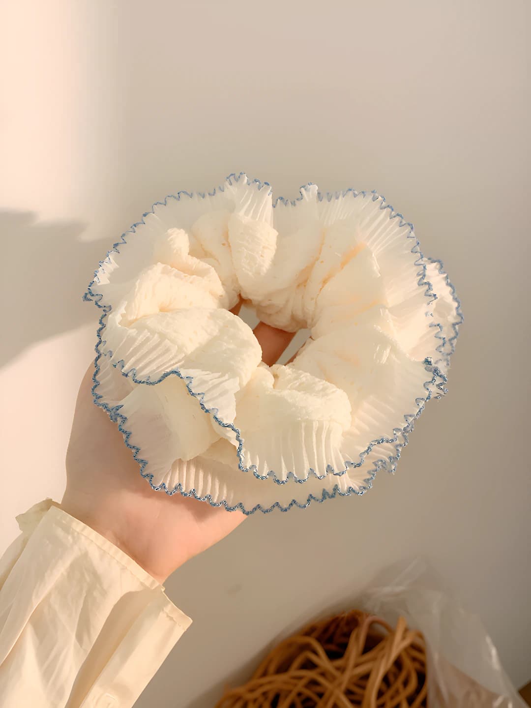2# Двухслойный синий цветочный кружевной край - 16 см