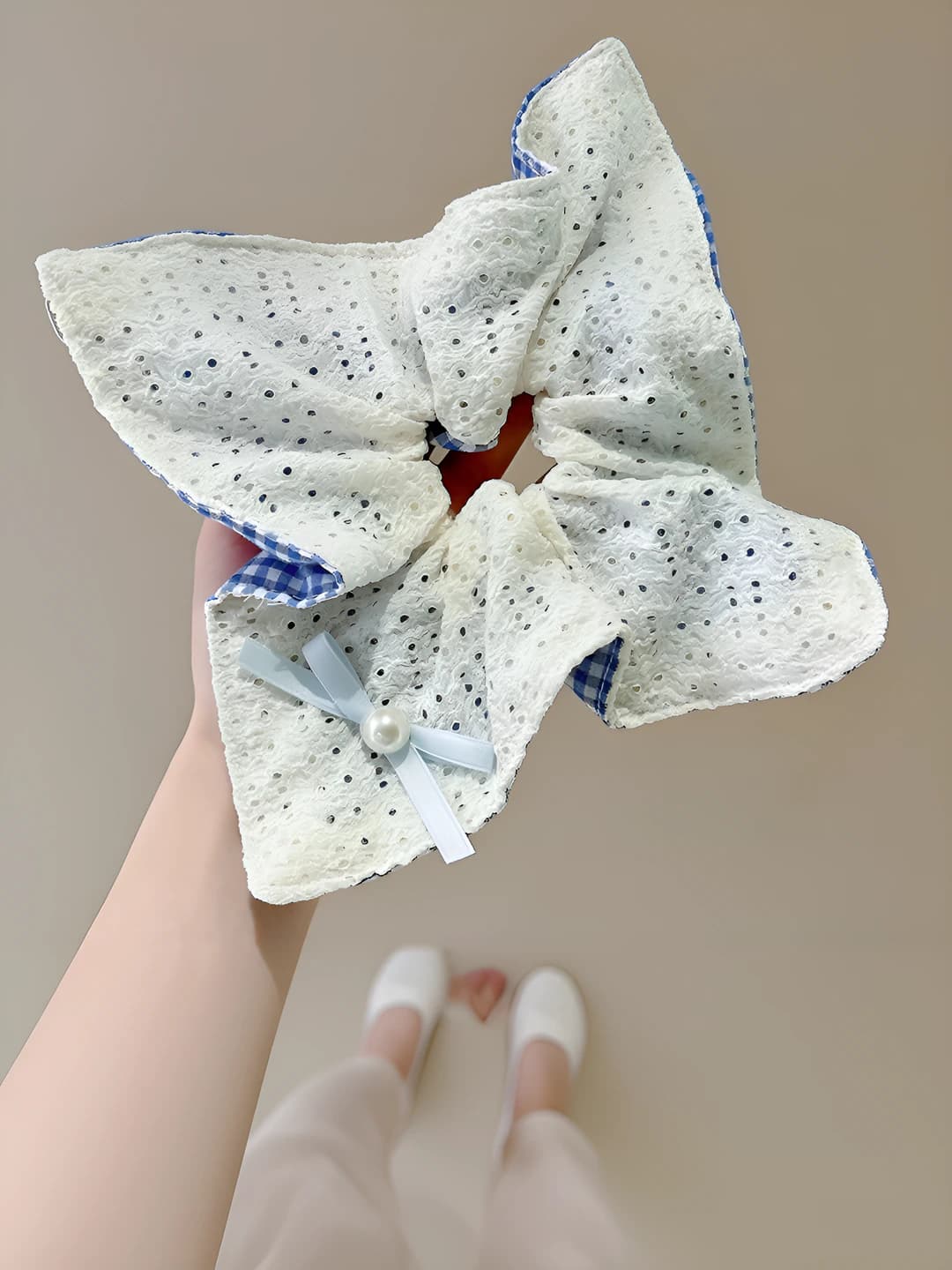 1# Ko'k katak krep ikki tomonli-kvadrat 24 sm