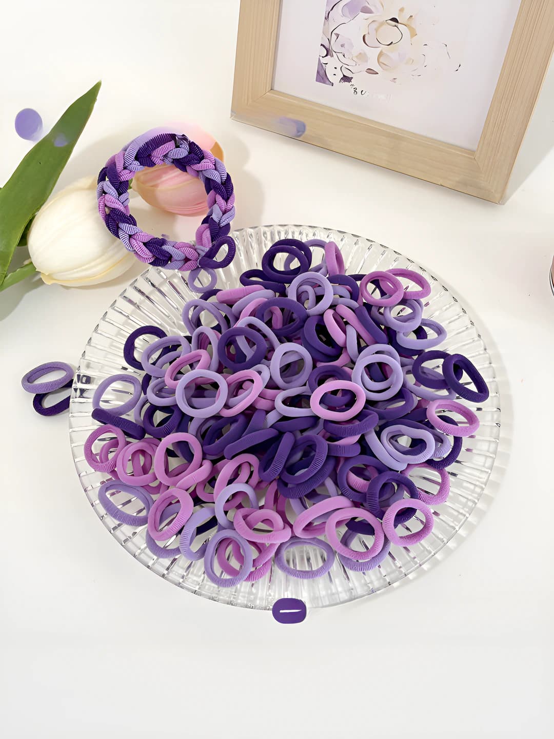Purple stripes (100 pcs) - diam. 2 cm