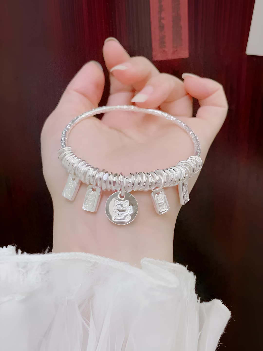 2026 women's bangle bracelet: copper, electroplating, design element: money cat, style: new chinese, 51.1g