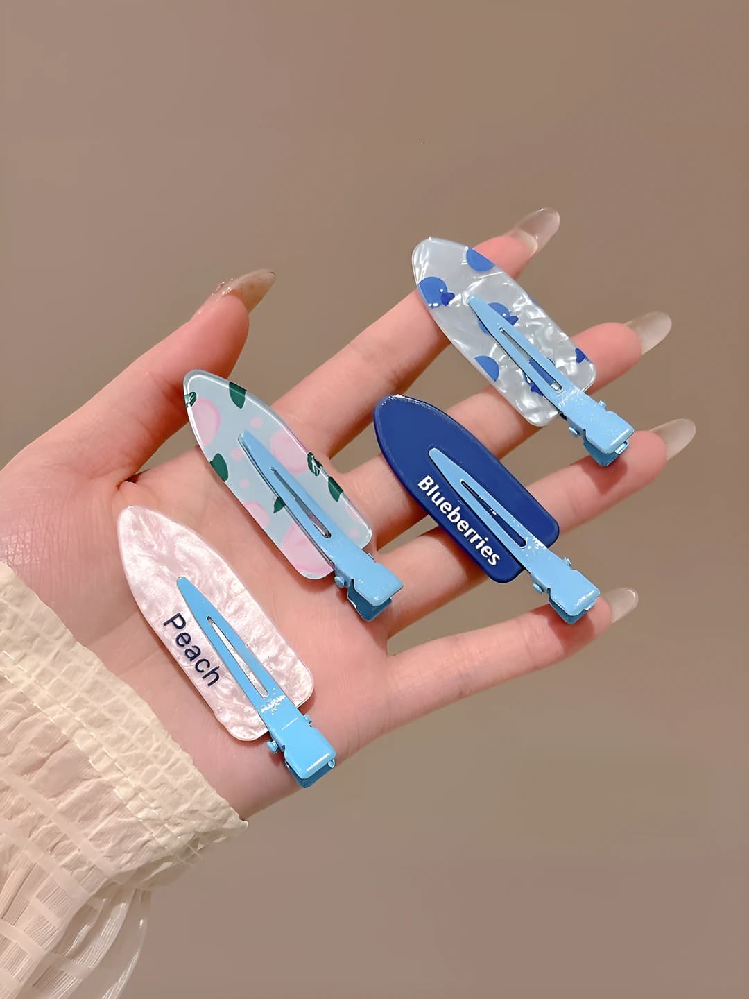 Peach and blue plum, 4 pcs
