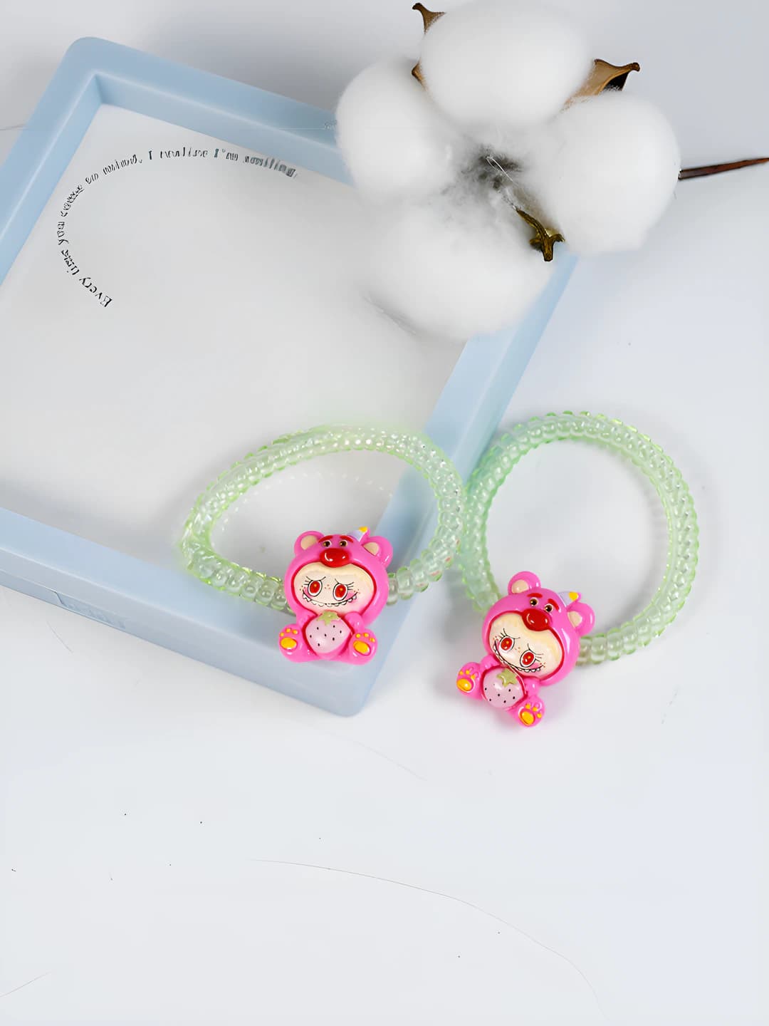Women's cartoon hair ties: plastic, high stretch