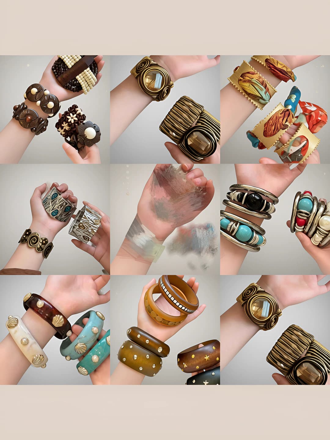 Women's geometric resin bracelet with zircon, oil-pressed finish, light luxury style