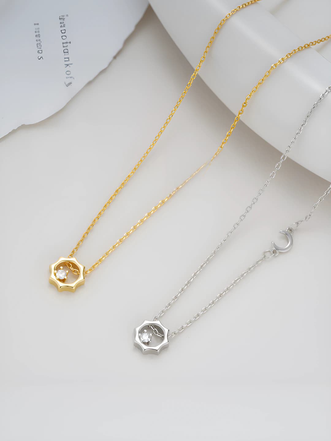 Women's 2026 ins style bronze pendant chain with sun and moon design