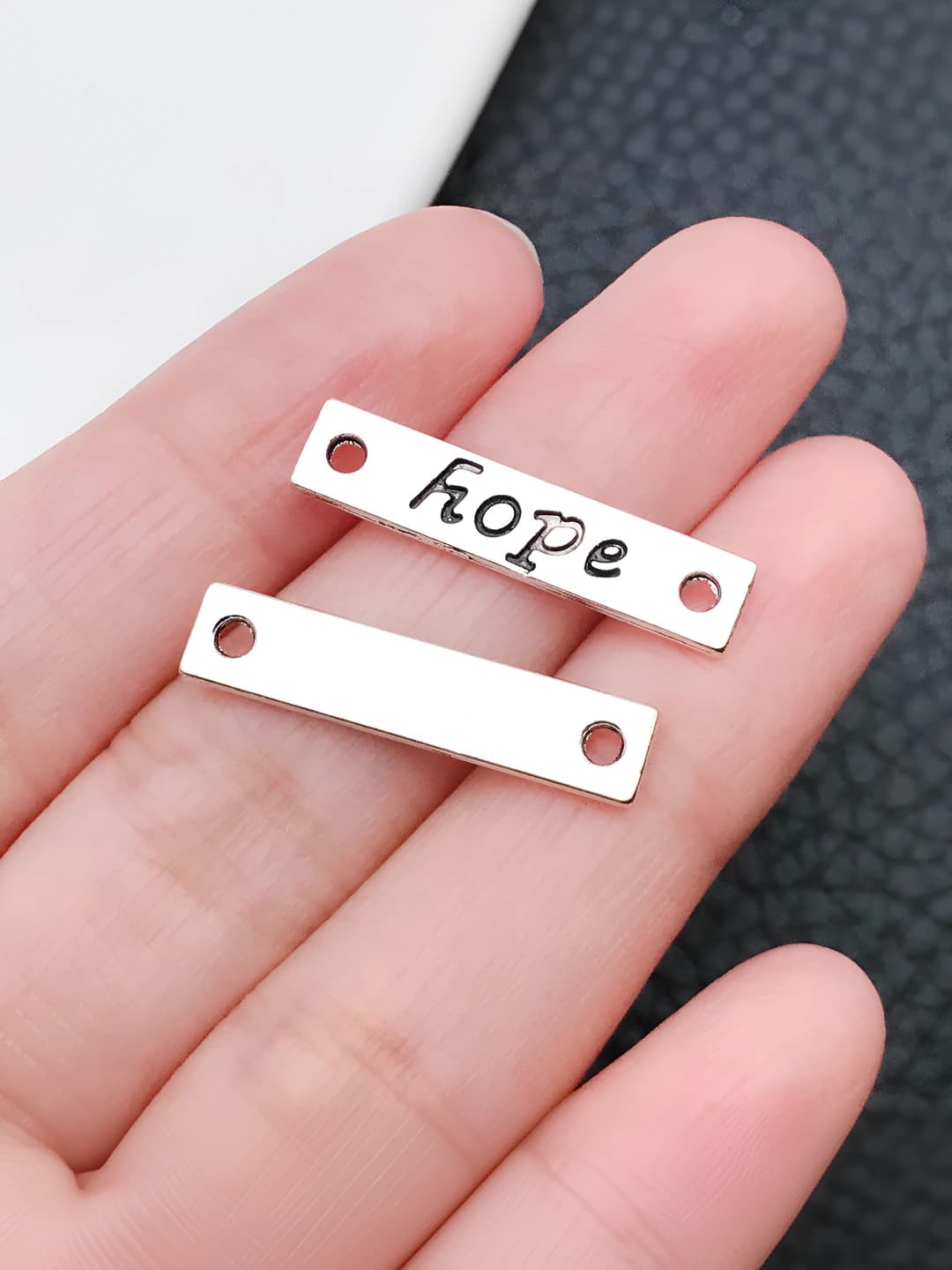 1 pc, antique silver, rectangle, hope, 25x5mm, 1g