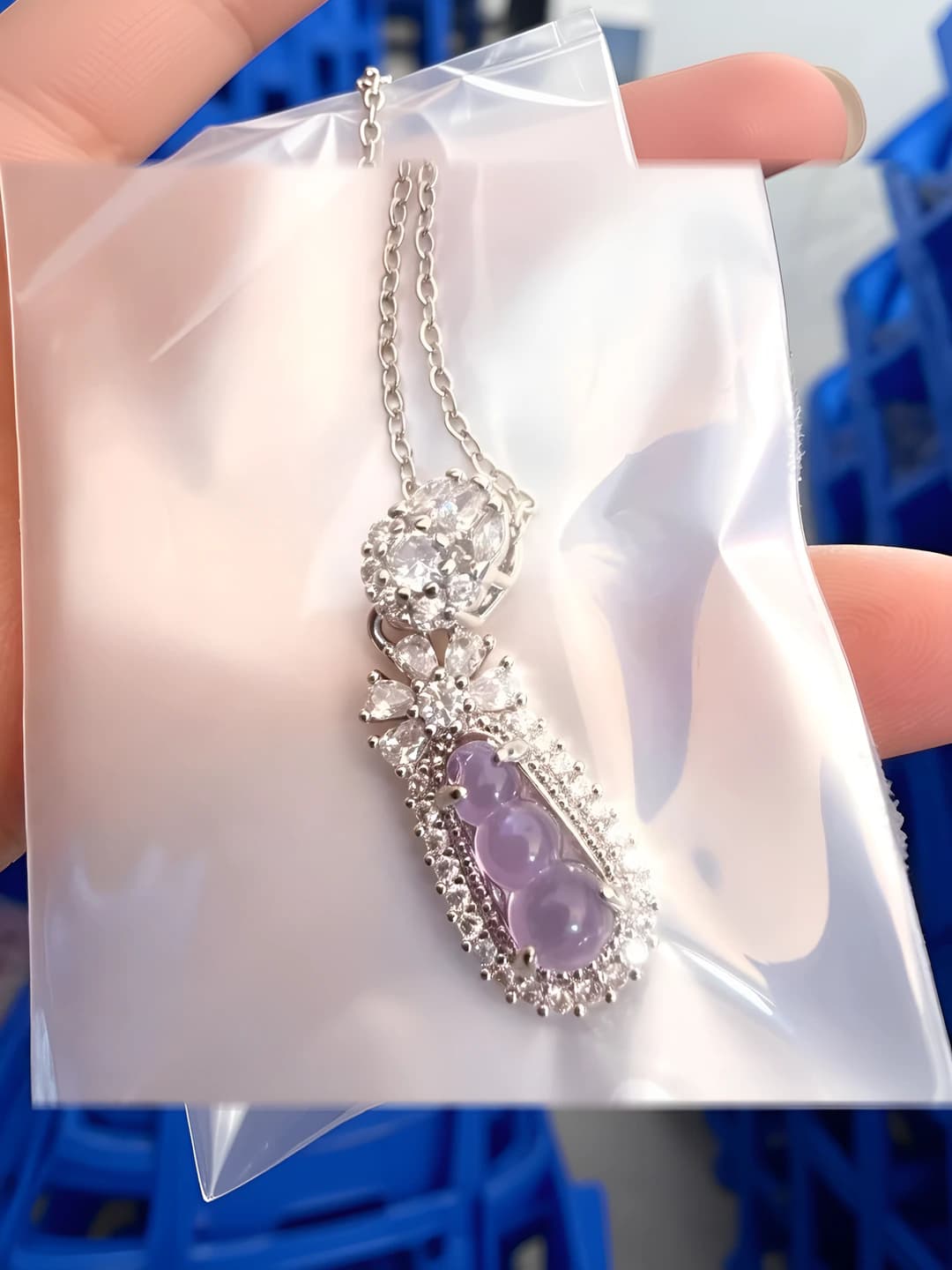 229 Peace necklace - Silver purple