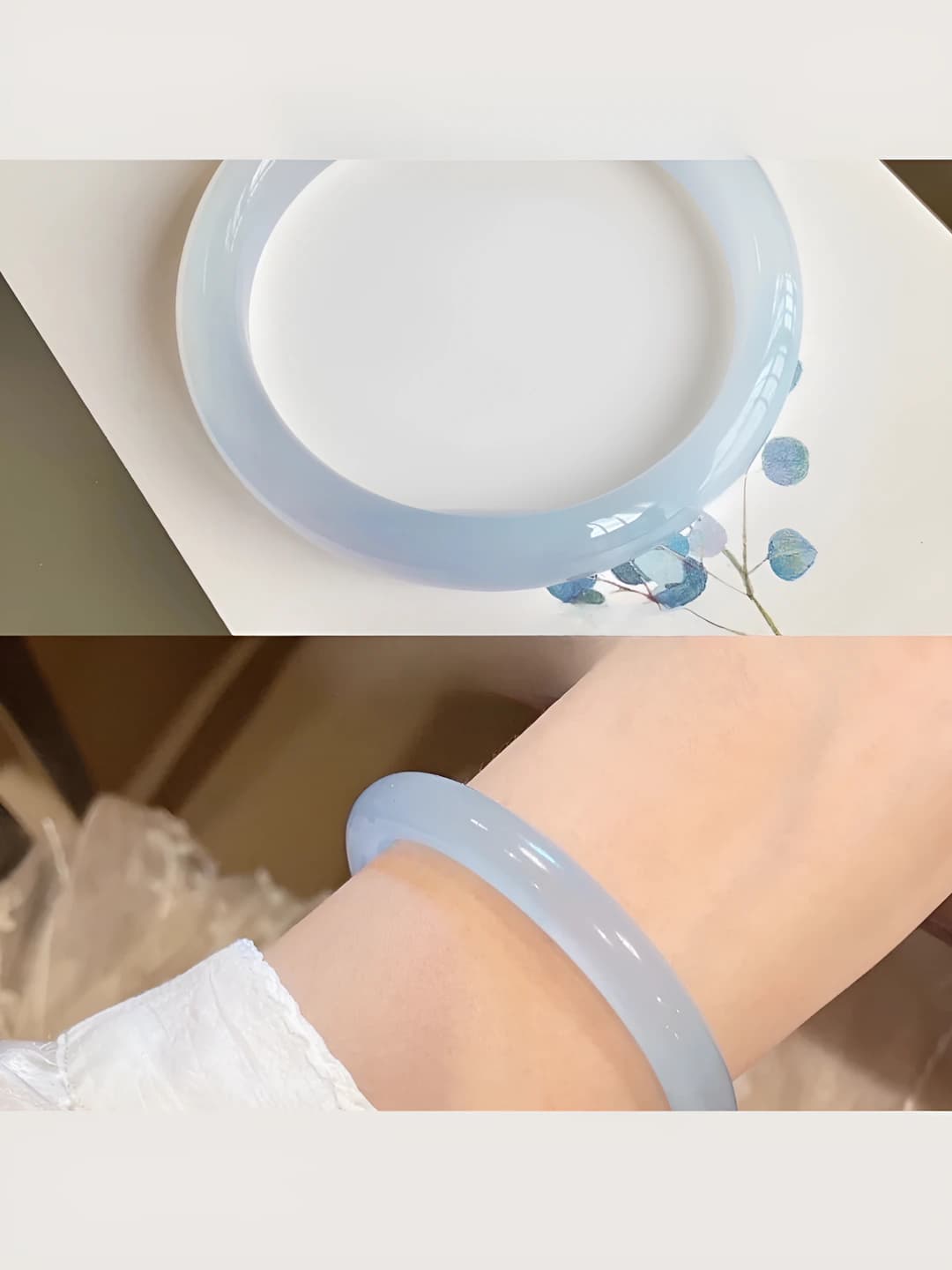 Chunky bangle Ice blue 58mm