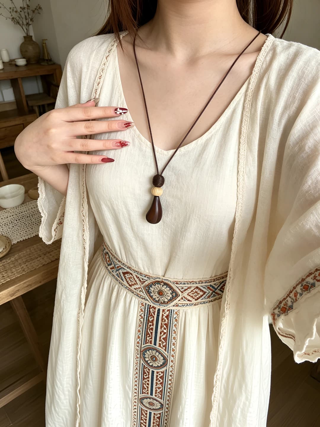 Brown division sign necklace